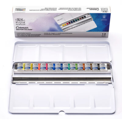 Winsor & Newton Cotman Blue box metal 12 half pans - 0390453